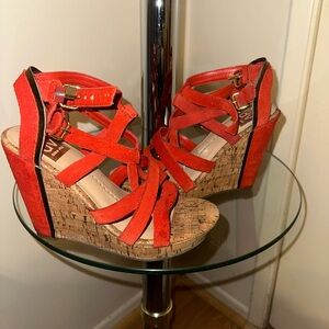 Dolce Vita Coral Cork Wedge Sandals
Suede straps adjustable in 2 places